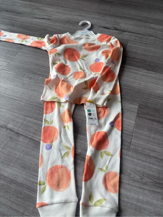 child of mine Other - child of mine White Peach-Print Thermal Pajama Set